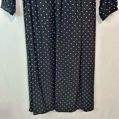 Loft Women’s Long Sleeve Polka Dot Button Down Dress Black White Size 6 FLAW