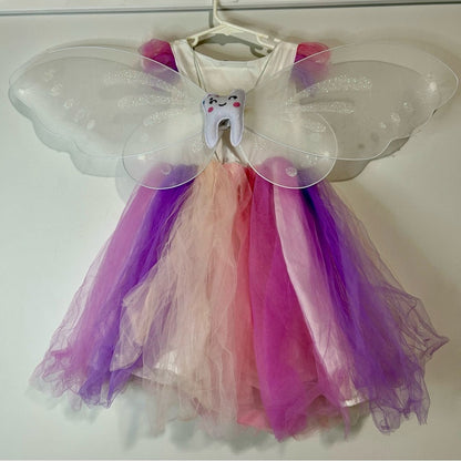 Pottery Barn Kids Light Up Fairy Tutu Costume with Tooth Fairy Wings Size 4-6
