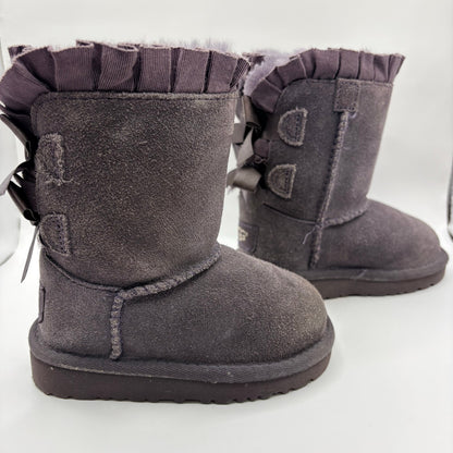UGG Australia Toddler Girls Bailey Bow II Ruffles Boot Nightfall Size 6 EUC