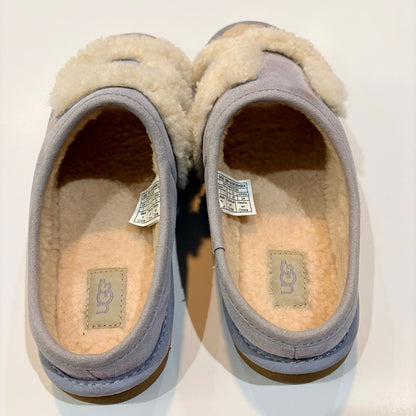 UGG Women’s Suede Shearling Slide Sandals Purple Cream Size 7 EUC Small Spots
