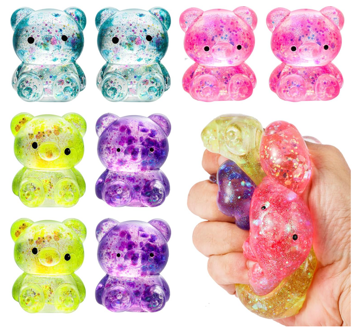 Mini Glitter Maltose Bear Squishy – Assorted Colors