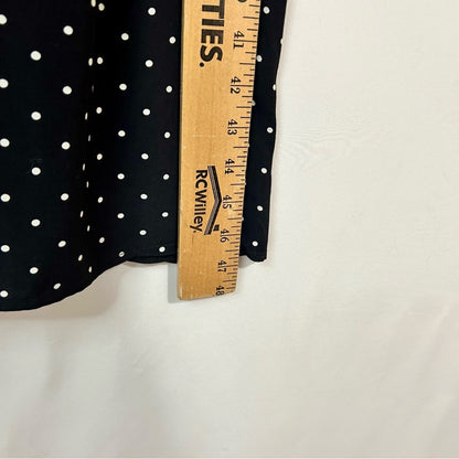 Loft Women’s Long Sleeve Polka Dot Button Down Dress Black White Size 6 FLAW