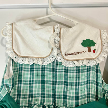 Two Roosters Clothing Girls Homegrown Pettiskirt Dress Green Plaid Size 5 NWT Flaws Cotton Tulle Lace