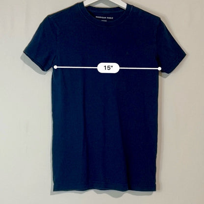 American Eagle Men's Slim Fit Short Sleeve T-Shirt Navy Blue Size XS EUC