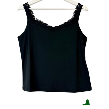 Halara Women’s Lace Trim Casual Tank Top Black Size Medium NWT Summer Basic Staple