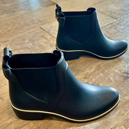 Kate Spade NY Women’s Sedgwick Chelsea Ankle Rain Boots Black Size 6 EUC Bow