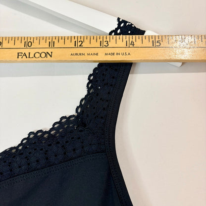 Halara Women’s Lace Trim Casual Tank Top Black Size Medium NWT Summer Basic Staple