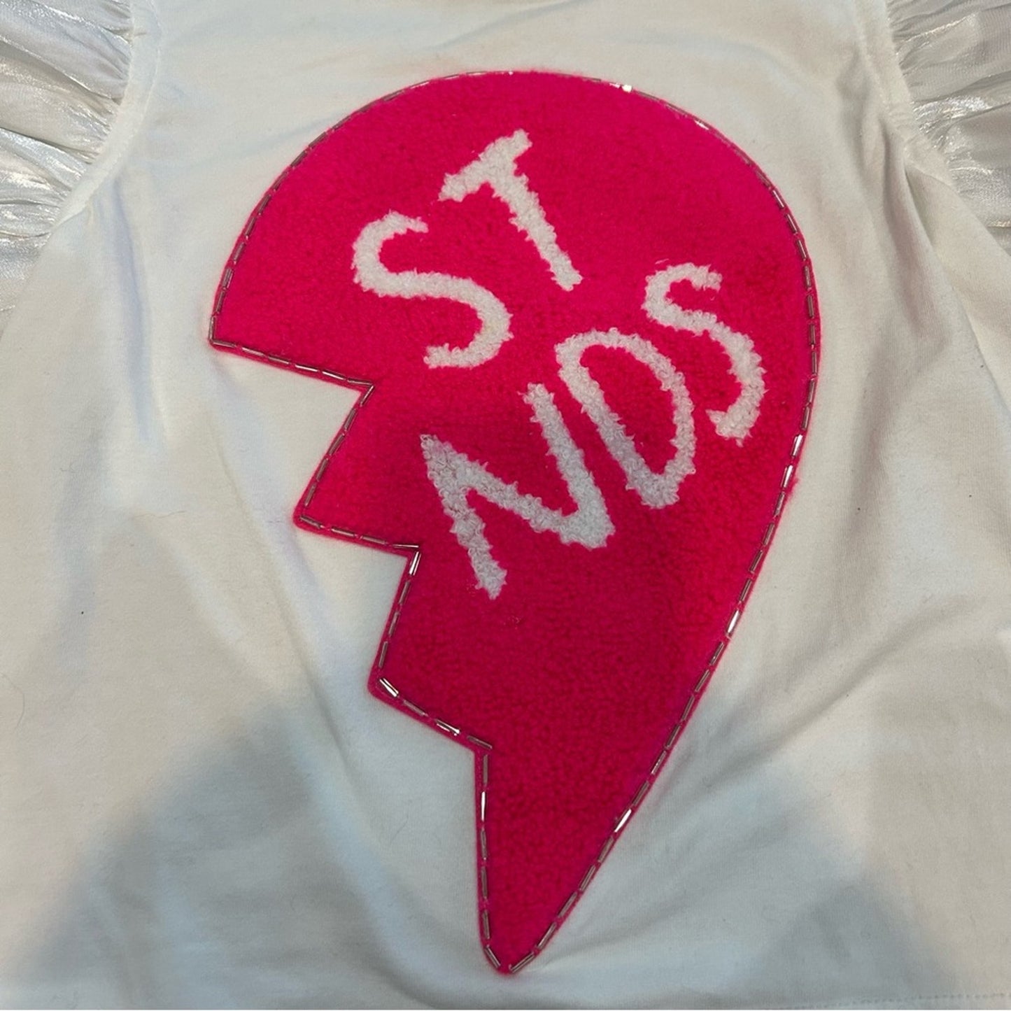 Lola + The Boys Girls Best Friends Heart T-Shirt White Pink Size 2 EUC Girly