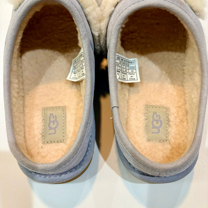 UGG Women’s Suede Shearling Slide Sandals Purple Cream Size 7 EUC Small Spots