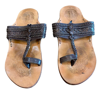 Women’s Leather Woven Detail Sandals Brown Size 9 EUC Girly Summer Intricate