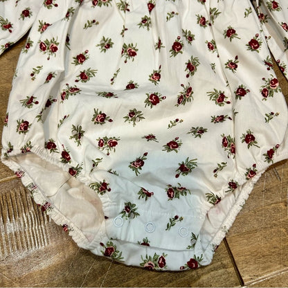 SweetHoney Girls Long Sleeve Floral Print Bubble Romper White Size 2T NWT Girly