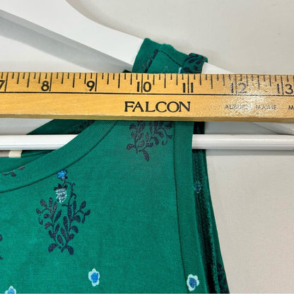Ann Taylor Loft Women’s Sleeveless Print Knit Front Pleated Back Tank Green XS