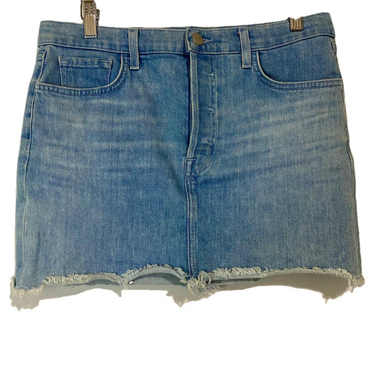 J BRAND Women’s Bonny Button Fly Mini Denim Skirt Light Blue Wash 27 Inch EUC