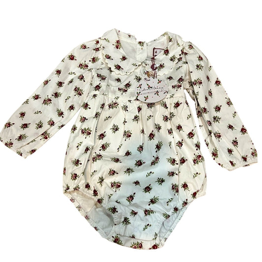 SweetHoney Girls Long Sleeve Floral Print Bubble Romper White Size 2T NWT Girly