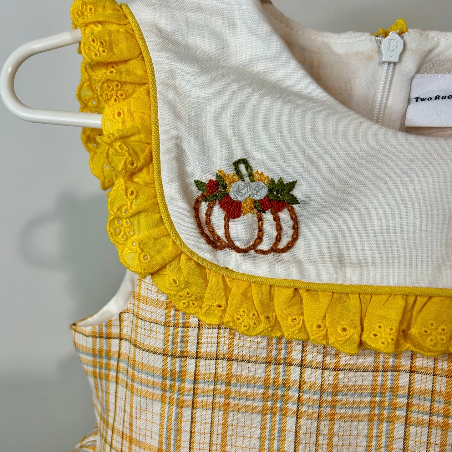 Two Roosters Clothing Girls Jasmine's Be Thankful Dress w/ Bloomers Yellow Size 5 EUC Embroidered Fall
