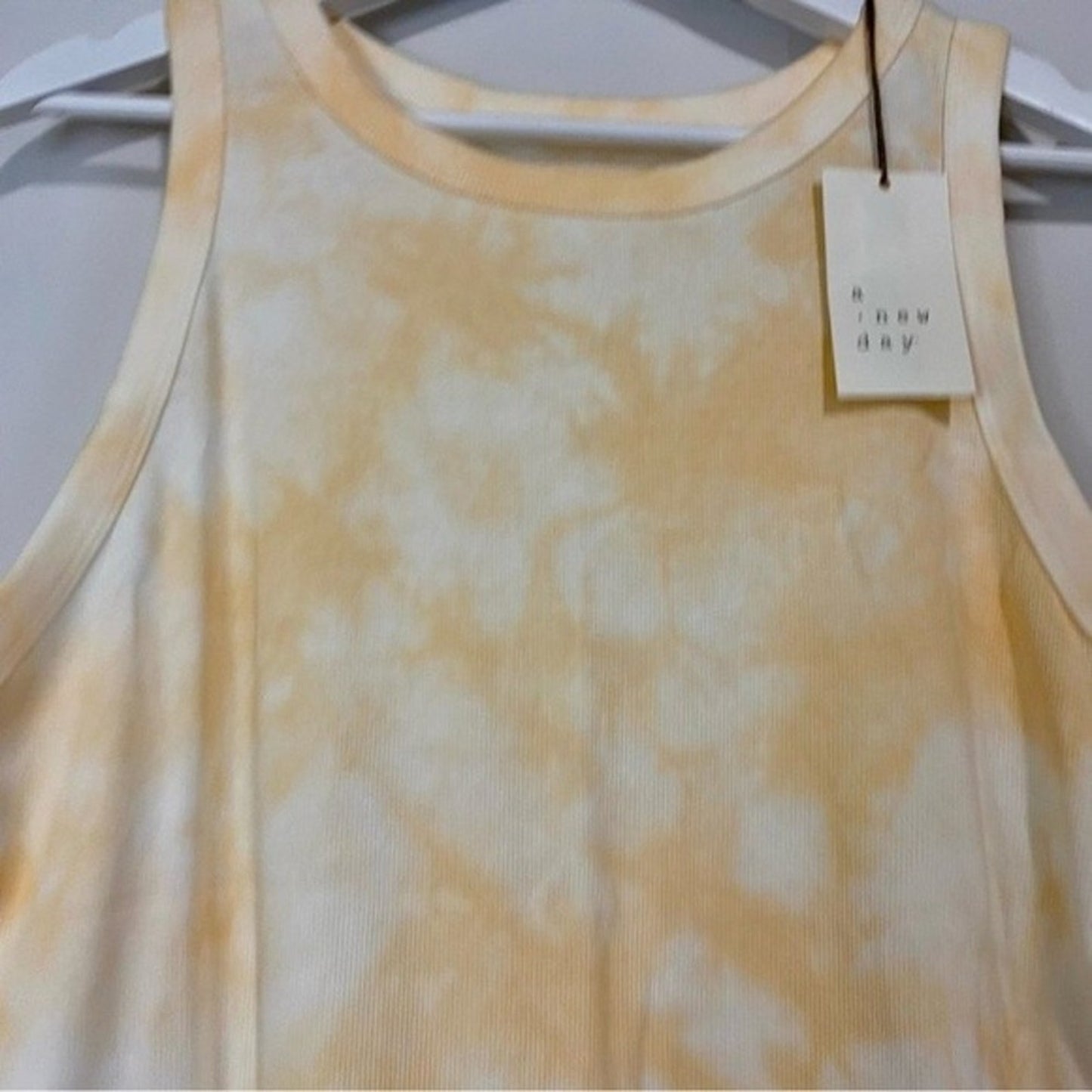 A New Day Women’s Basic Ribbed Tie Dye Tank Top Orange Tie Dye NWT Summer Fun