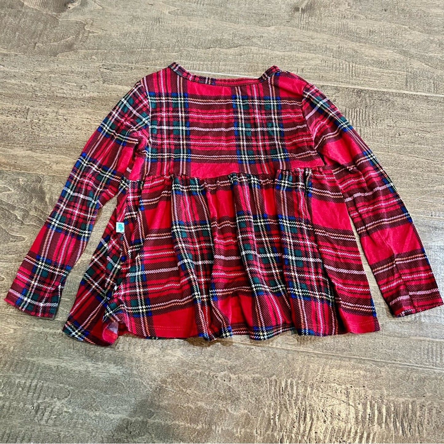 Posh Peanut Toddler Girl Plaid Long Sleeve Flowy Shirt Red Size 2T EUC Holiday