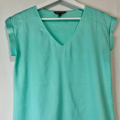 Express Women’s Cap Sleeve Blouse Teal Size XS EUC FLAW Professional Girly Cute
