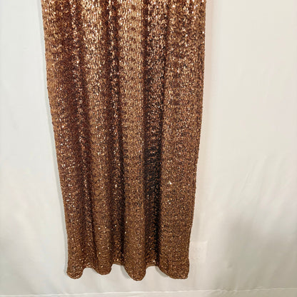 PinkBlush Women’s Sequin Maternity V Neck Sleeveless Evening Gown Gold Med EUC