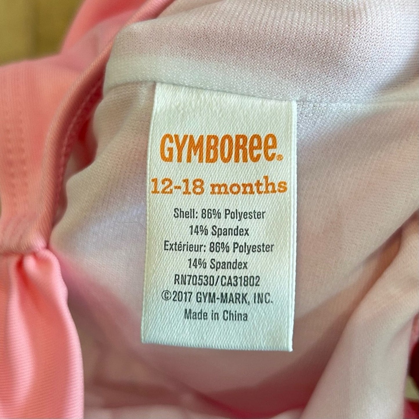Gymboree Toddler Girls Birds Ruffle One Piece Swimsuit Pink Size 12-18 M EUC