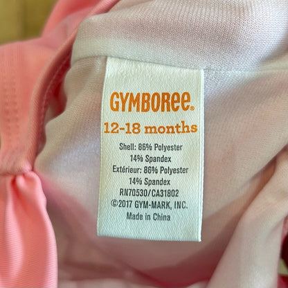 Gymboree Toddler Girls Birds Ruffle One Piece Swimsuit Pink Size 12-18 M EUC