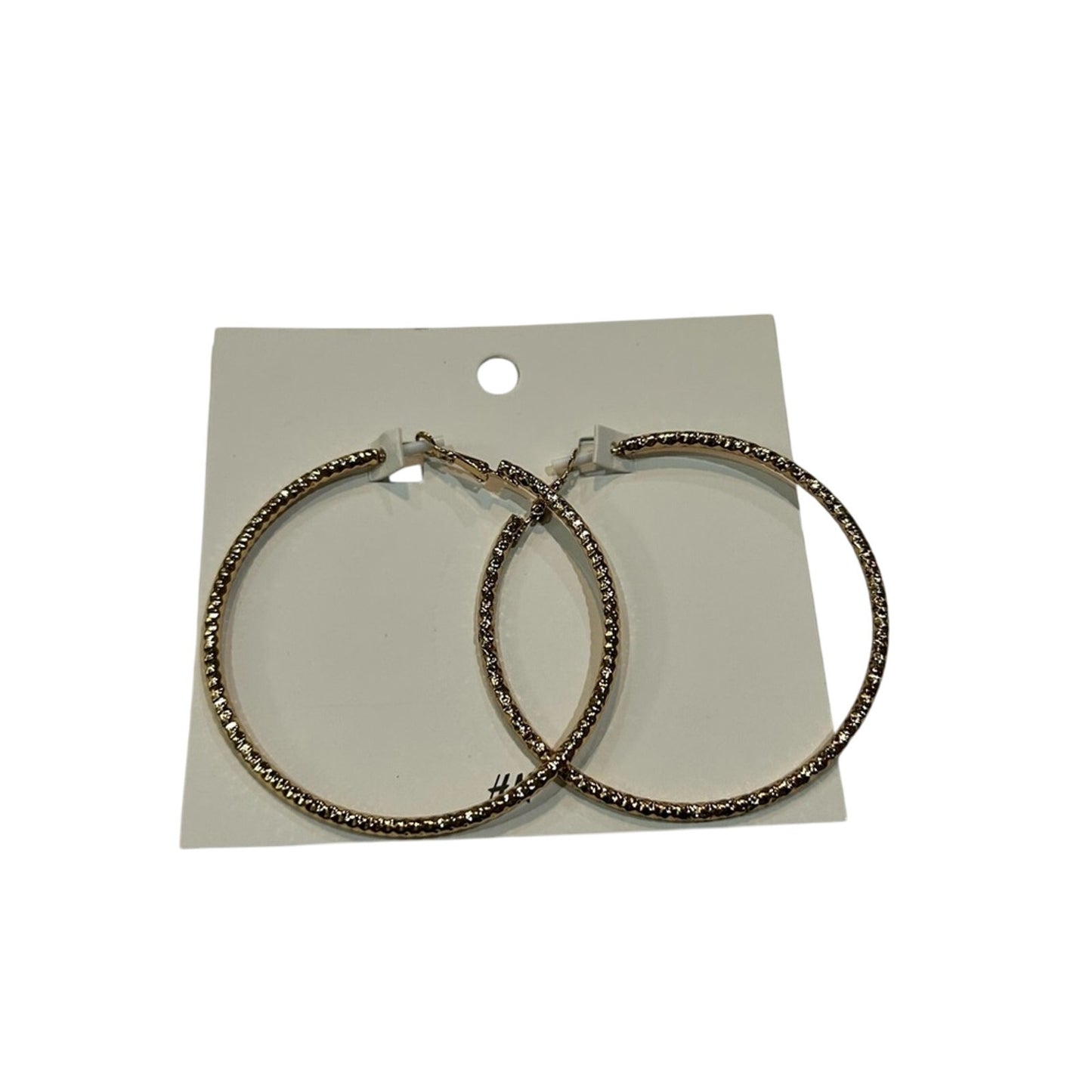 H&M Women’s Gold Textured Large Hoop Earrings NWT Classic Cute Girly Trendy