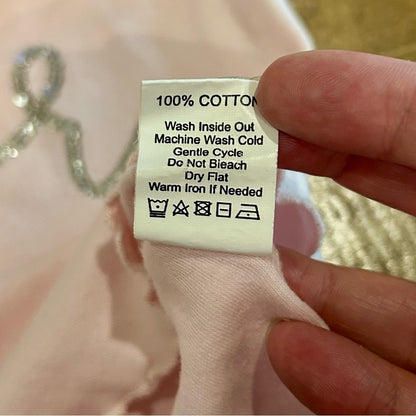 Mud Pie Girls Long Sleeve Big Sister Sequin T-Shirt Pink Size Large EUC Matching