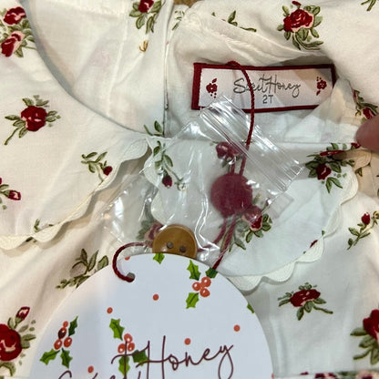 SweetHoney Girls Long Sleeve Floral Print Bubble Romper White Size 2T NWT Girly