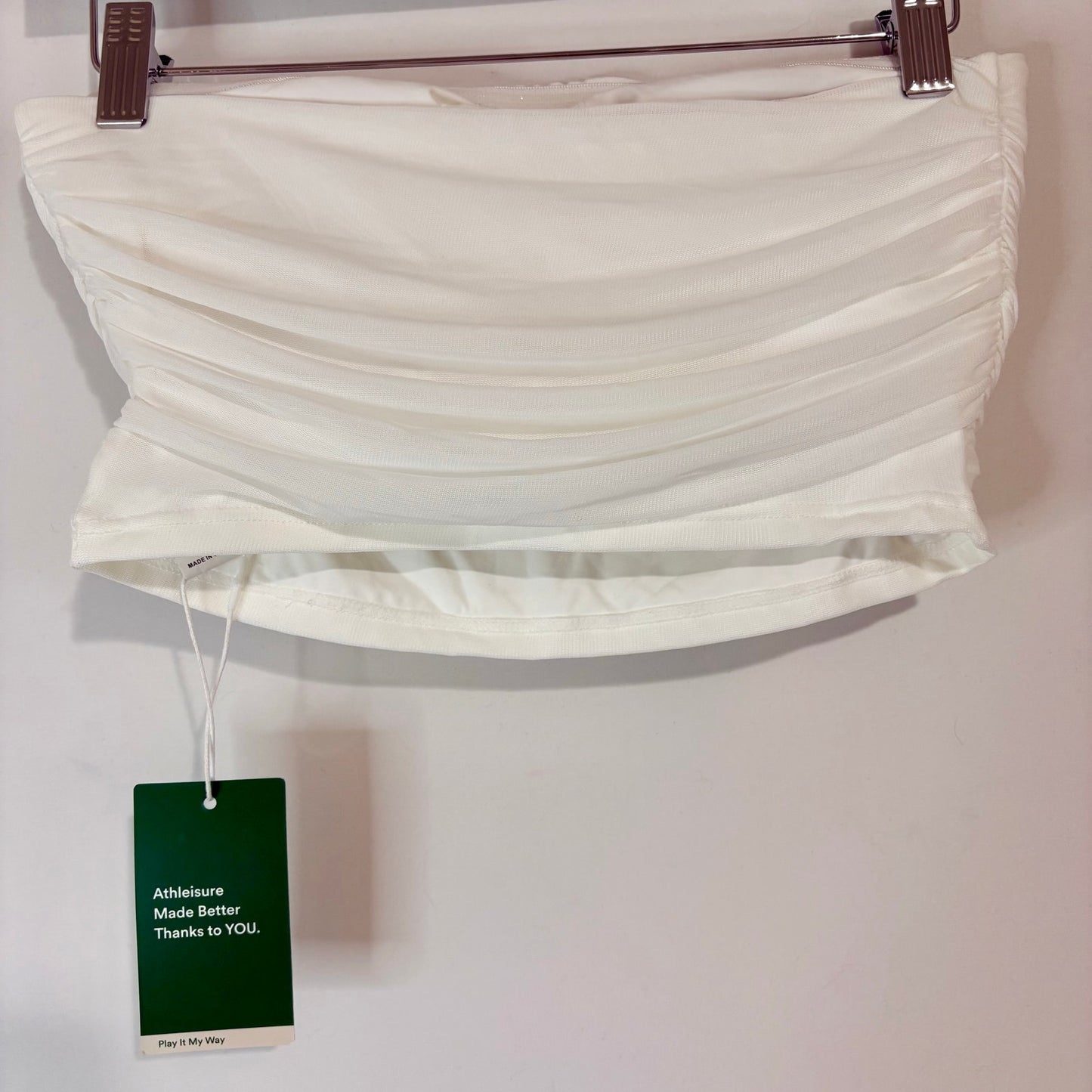 Halara Women’s Ruched Bandeau Tube Top White Size Small NWT Summer Feminine Girly