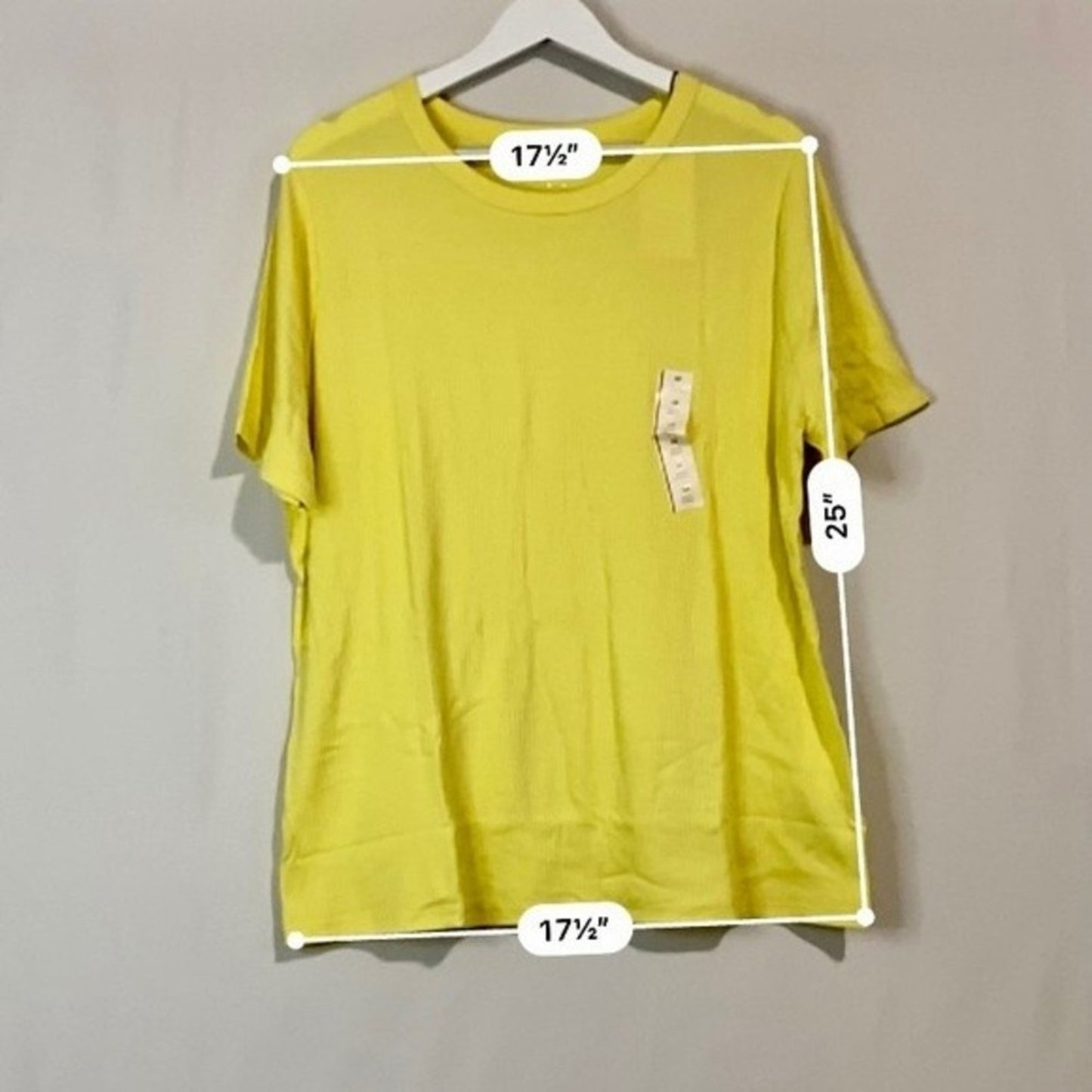 A New Day Women’s Plus Size Round Neck Ribbed Short Sleeve T Saffron Yellow NWT