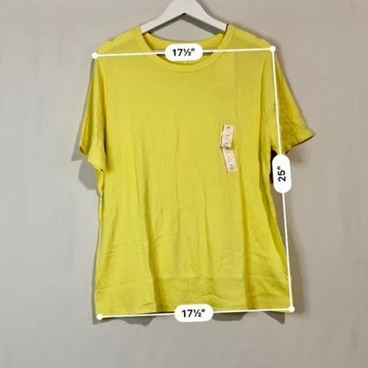 A New Day Women’s Plus Size Round Neck Ribbed Short Sleeve T Saffron Yellow NWT