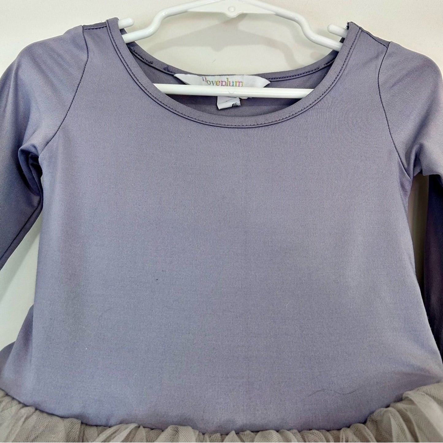 I Love Plum Toddler Girls Long Sleeve BFF Tutu Dress Grey Size 4Y EUC Girly Cute