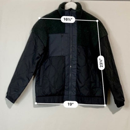 Universal Thread Women’s Faux Sherpa Double Zip Jacket Black Pink Interior NWT