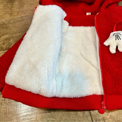 H.Z.M. Girls Minnie Mouse Sherpa Hooded Jacket Red Size 6 EUC Cute Girly Cozy