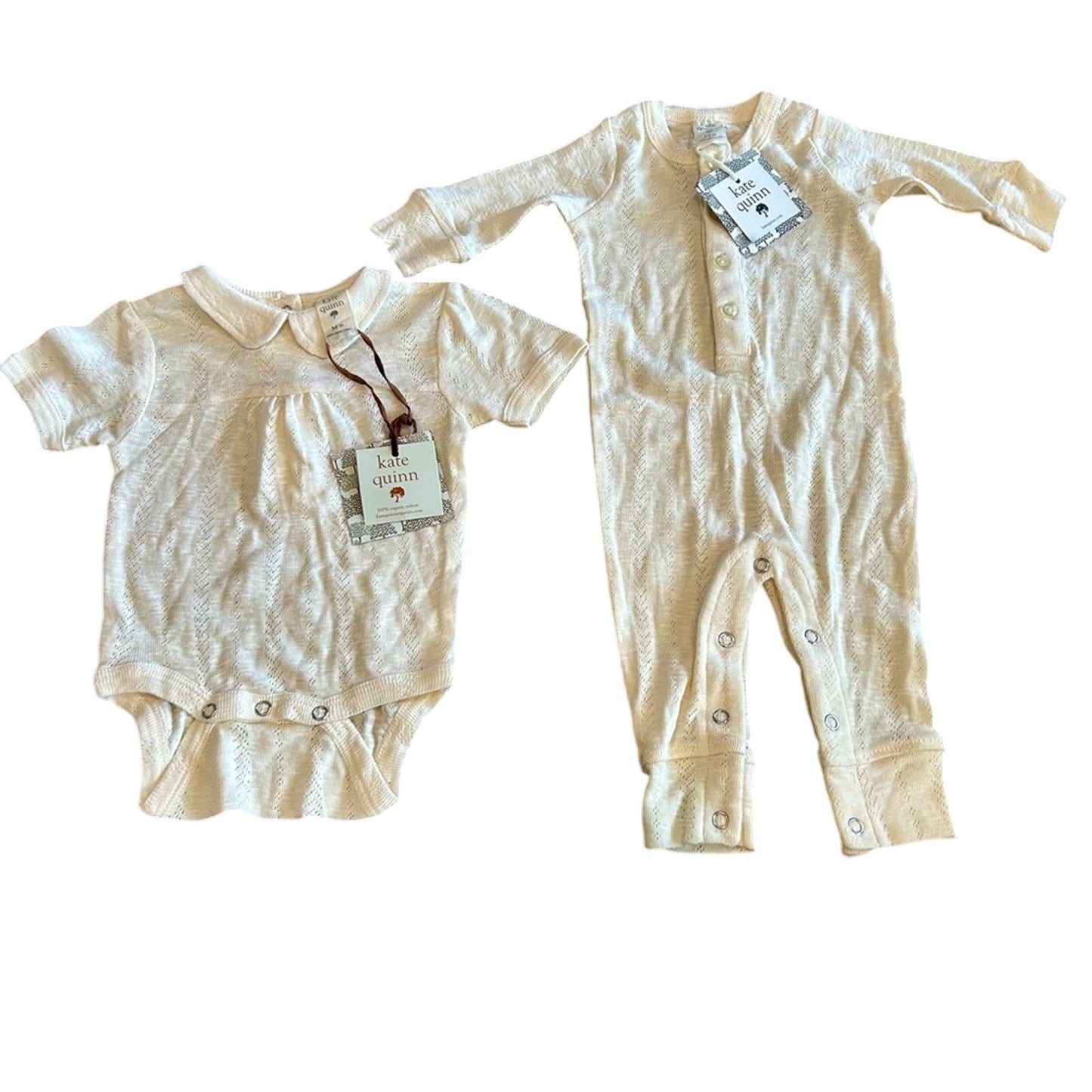 Kate Quinn Gender Bodysuit and Onesie Set Cream Size 3-6 M NWT Organic Cotton