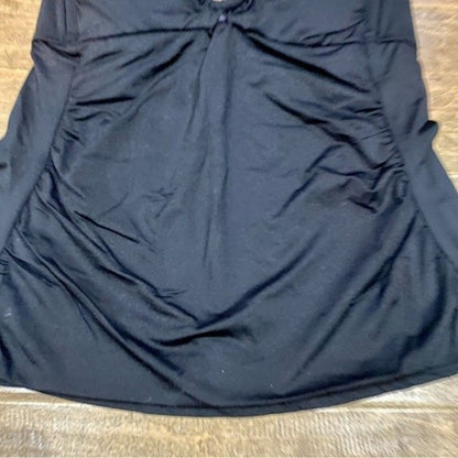 Kona Sol Women's Circle Halter Tie Tankini Swim Top Ruched Black NWT