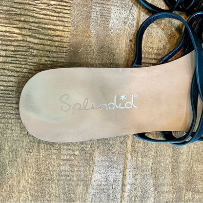 Splendid Women’s Strappy Thong Sandals Black Size 7.5 EUC Leather Summer Girly