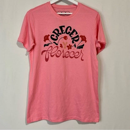 JZD Target Women’s Crecer Y Florecer Short Sleeve Graphic Tee Pink NWT