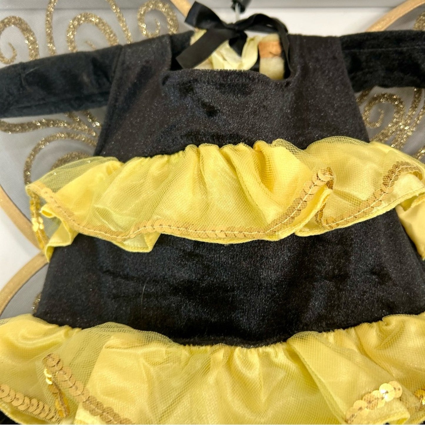 Fairy Dust Toddler Girl Bumble Bee Costume Wings Crown Black Yellow Size 2T EUC