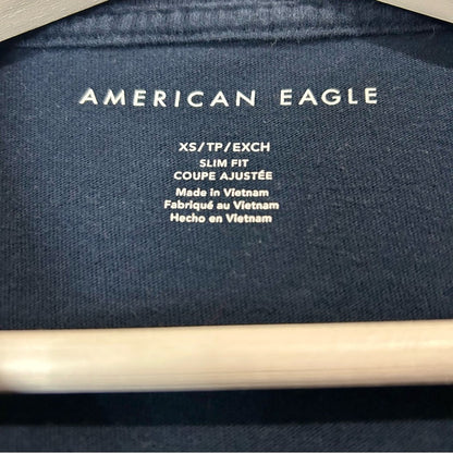 American Eagle Men's Slim Fit Short Sleeve T-Shirt Navy Blue Size XS EUC