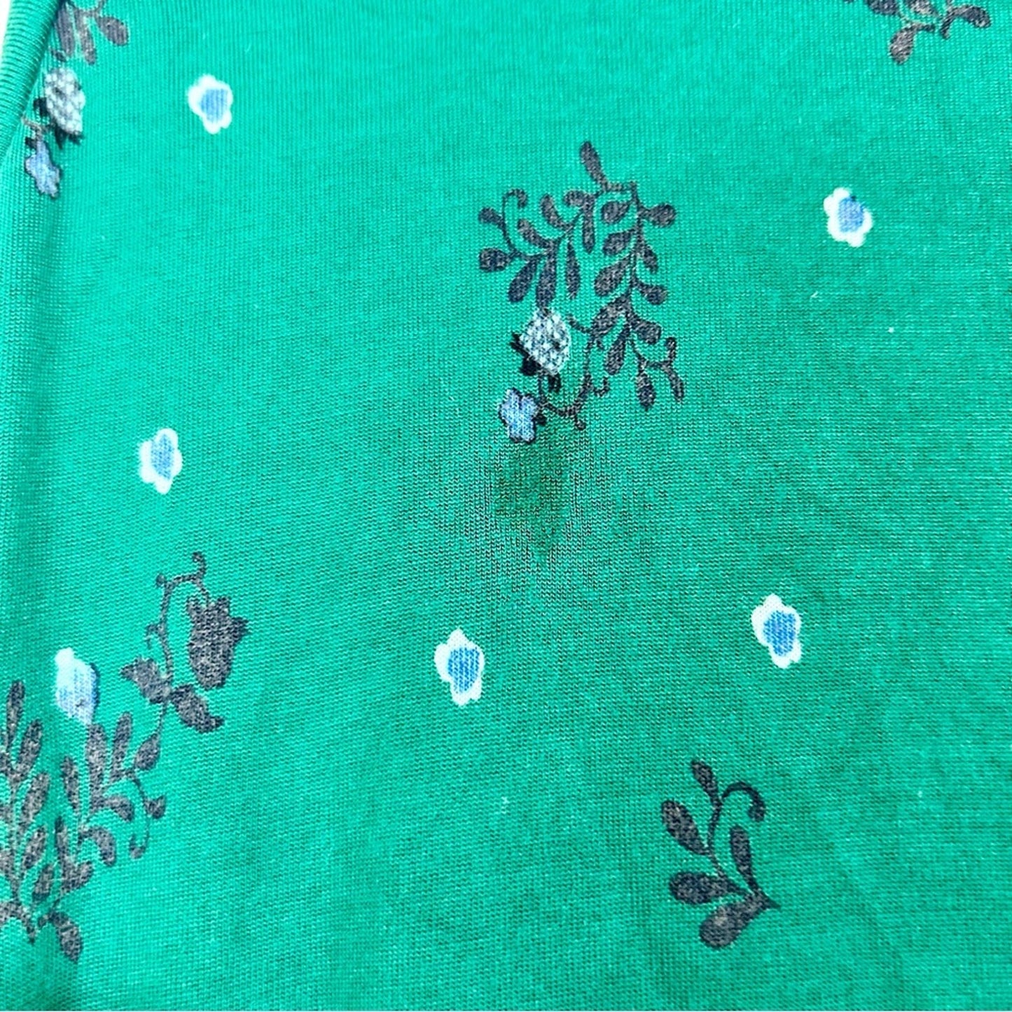 Ann Taylor Loft Women’s Sleeveless Print Knit Front Pleated Back Tank Green XS