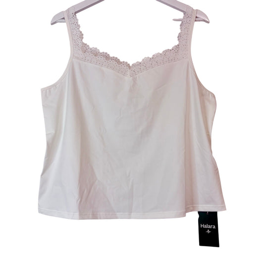 Halara Women's Lace Trim Casual Tank Top White Size XL NWT Stretchy Casual Basic