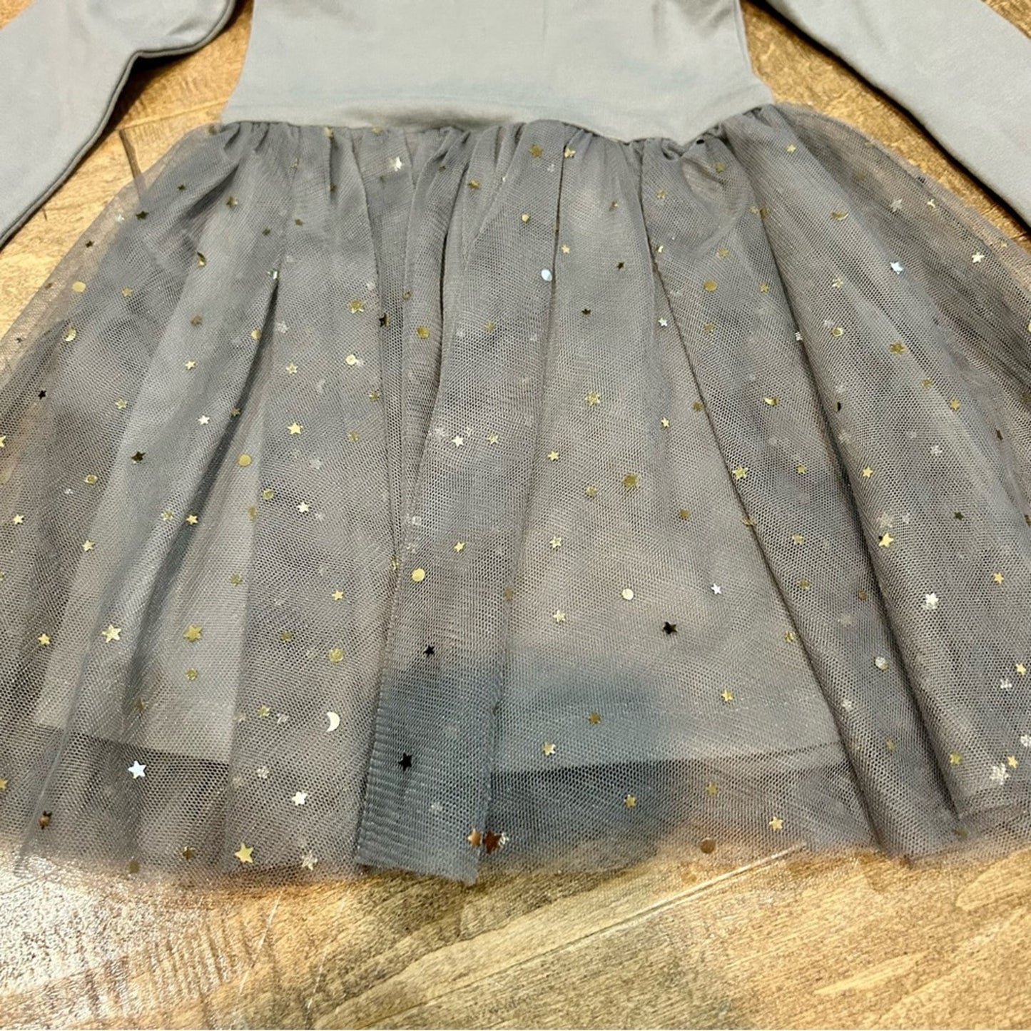 EleStory Girls Long Sleeve Ballerina Dress Grey Size 12-18 M EUC Stars Girly