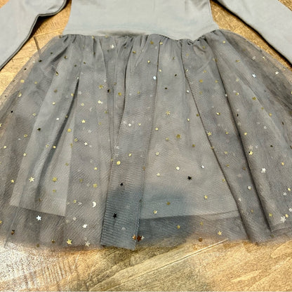 EleStory Girls Long Sleeve Ballerina Dress Grey Size 12-18 M EUC Stars Girly