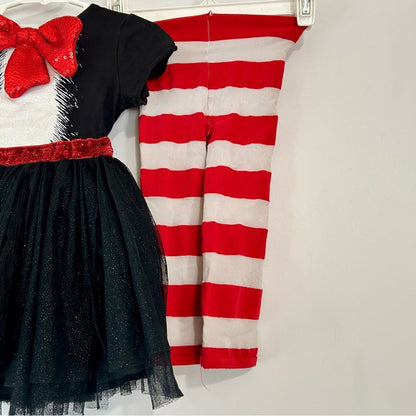 Dr. Seuss Toddler Girl Cat in the Hat Costume Outfit Red Black Size 2-4T EUC