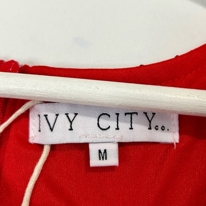 Ivy City Co Women’s Sequin Holiday Midi Dress Red Size Medium NWT Girly Party