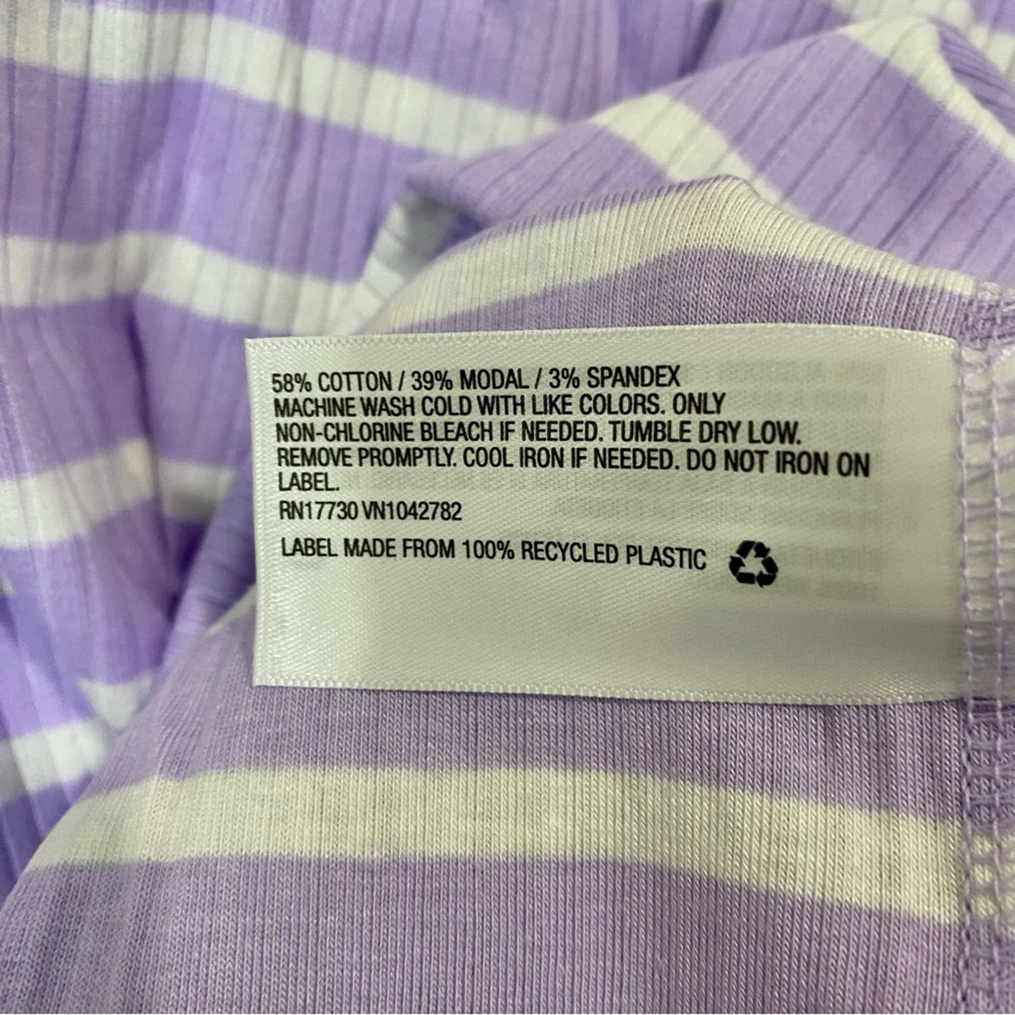 A New Day Women’s Round Neck Ribbed Short Sleeve Tee Purple & White Stripe NWT