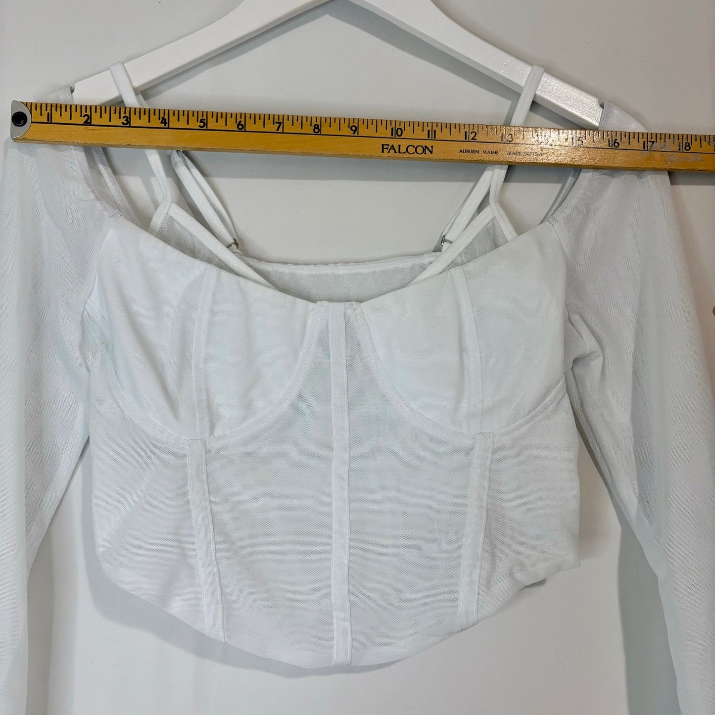 Halara Women’s Long Sleeve Cropped Corset Top Snow White Size Medium NWT Summer Girly