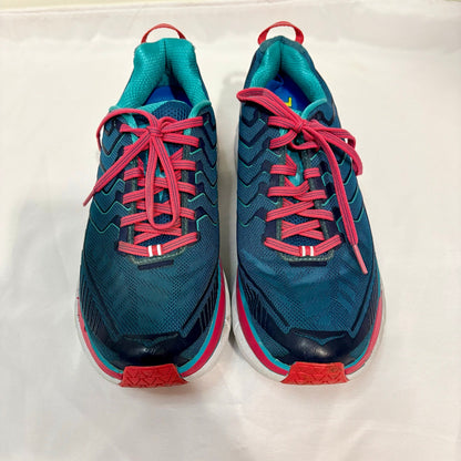 HOKA ONE ONE Women’s Clifton 4 Running Shoes Blue Coral Size 8.5 Road Sneakers EUC