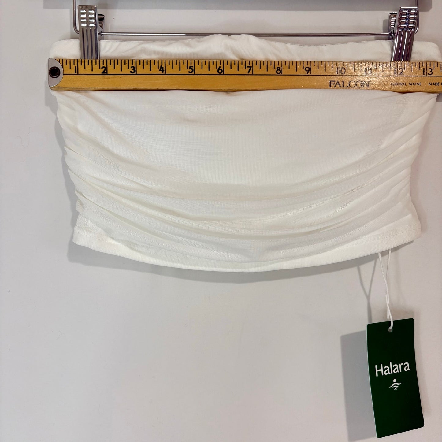 Halara Women’s Ruched Bandeau Tube Top White Size Small NWT Summer Feminine Girly